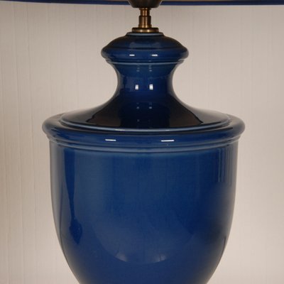 Vintage French Cobalt Blue Porcelain, Blue Porcelain Jar Table Lamp