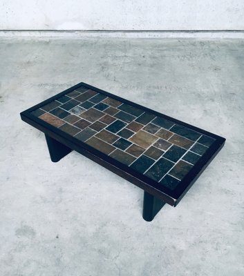 Brutalist Style Slate Tile Inlay Coffee Table, Belgium, 1970s for