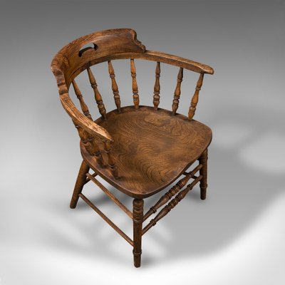 Antique English Ash Elm Captains Chair 1900 for sale at Pamono