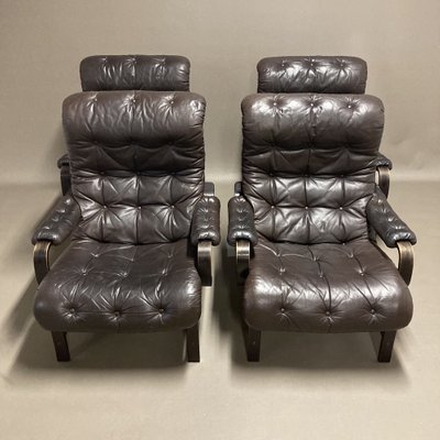 Scandinavian Leather Lounge Chair, Extra Large Black Leather Recliner