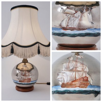 Antique English Table Lamp 1920 For, Sailing Ship Lamp Shade