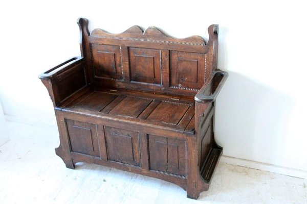 Antique Oak Bench With Storage For, Antique Wooden Bench With Storage