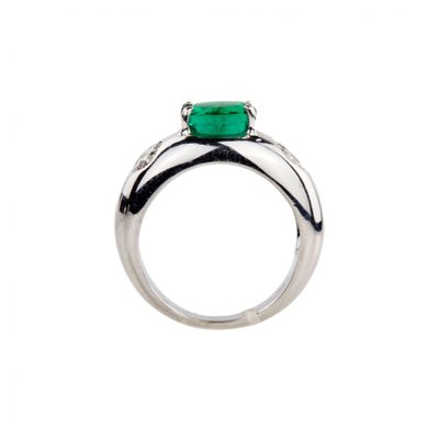 White Gold Ring With Emerald Diamonds for sale at Pamono