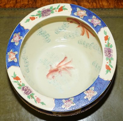 Jardinière En Porcelaine Hanazume – Bol à Poisson Mille Fleurs, Peint à La Main, 15 Pouces