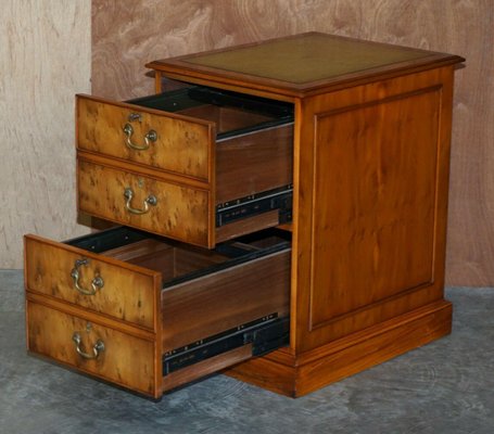Burr Yew Wood Office Filing Cabinet, Office File Cabinets Wood