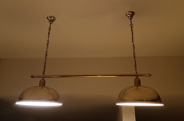 Mid-Century Twin Brass Pendant Light 