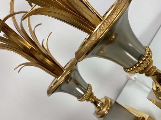 A Mid-Century Steel and Brass Lamp by Maison Charles A Mid-Century Steel and Brass Lamp by Maison Charles
