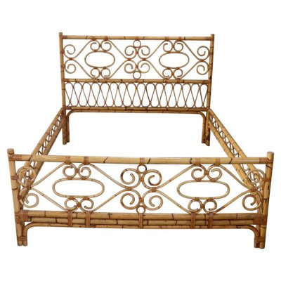 Vintage Double Bed Frame In Bamboo, Bamboo King Size Bed Frame