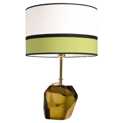 Mid Century Modern Olive Green Murano, Italian Murano Glass Table Lamps