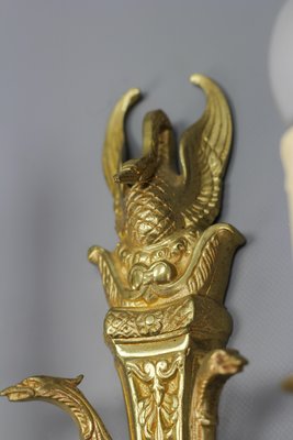 Ancienne Applique Murale Style Empire/Louis XV – Bronze Massif Et Cristal – Ciselé Et Poli