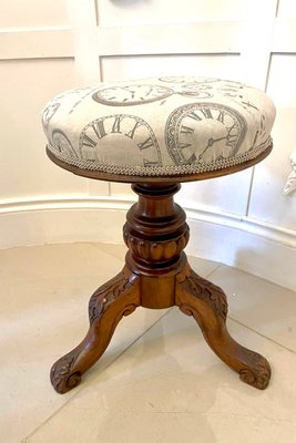Victorian Carved Walnut Revolving Piano Stool for sale at Pamono