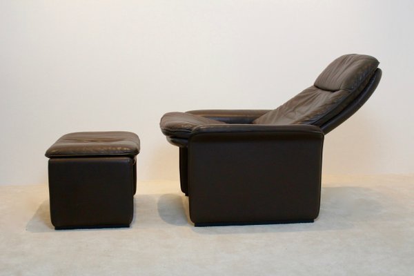 Ds 50 Adjustable Brown Leather Lounge, Brown Leather Club Chair With Ottoman