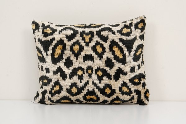 Leopard Samt & Seide Ikat Kissenbezug