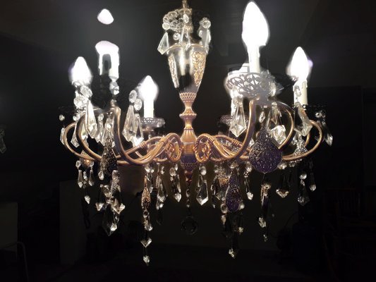 Italian Filigree And Crystal Chandelier, Crystal Bobeches For Chandeliers In India