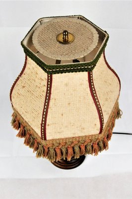 Vintage Wood and Brass Table Lamp for sale at Pamono