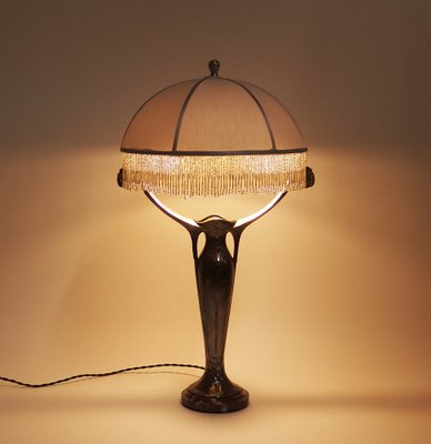 Art Nouveau Table Lamp By Gallia, Vintage Black Metal Adjustable Felix Table Lamp