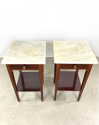 Swedish Wooden and Marble Side Tables 1920s Set of 2
