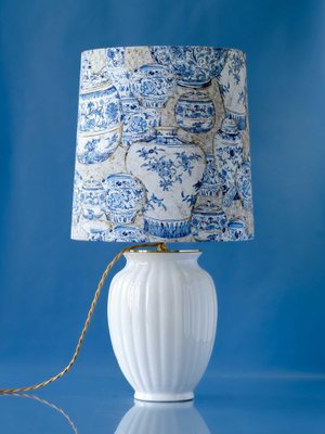 Kind Handcrafted White Vase Table Lamp, Blue Willow Lamp Shades