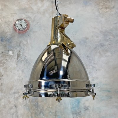 Extra Large Industrial Stainless Steel Brass Dome Ceiling Light With Led Bulbs For Sale At Pamono