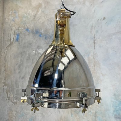 Brass Dome Ceiling Light With Led Bulbs, Large Industrial Led Light Fixtures