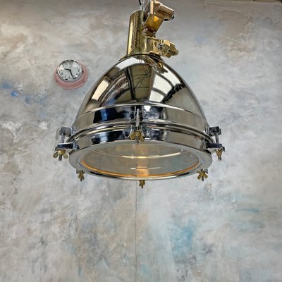 Extra Large Industrial Stainless Steel Brass Dome Ceiling Light With Led Bulbs For Sale At Pamono