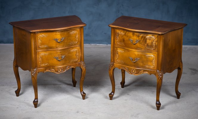 French Louis XV Style Bedside Tables 20th Century Set of 2 for