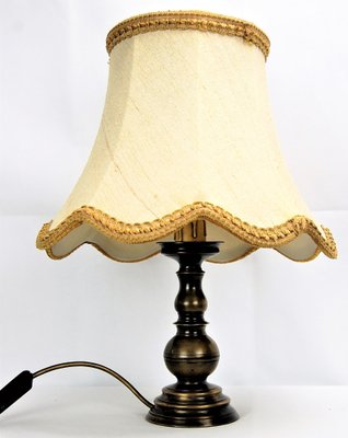 Mid Century Lamp with Raw Silk Shade Germany 1940s for sale at