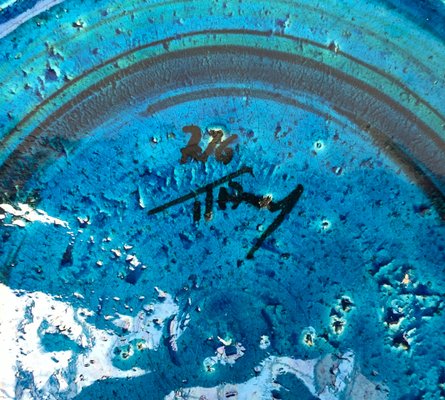 Large Mid-Century Italian Rimini Blu Pottery Bowl by Aldo Large Mid-Century Italian Rimini Blu Pottery Bowl by Aldo