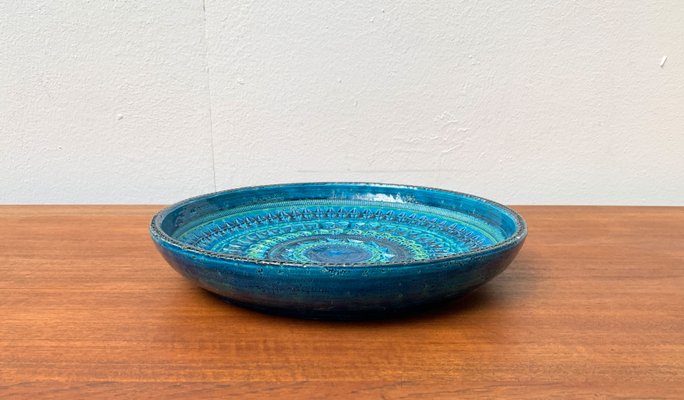 Large Mid-Century Italian Rimini Blu Pottery Bowl by Aldo Large Mid-Century Italian Rimini Blu Pottery Bowl by Aldo