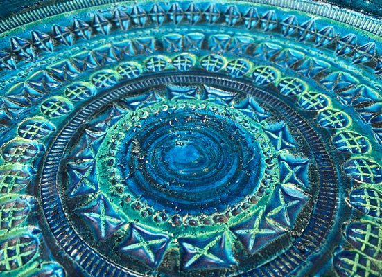 Large Mid-Century Italian Rimini Blu Pottery Bowl by Aldo Large Mid-Century Italian Rimini Blu Pottery Bowl by Aldo