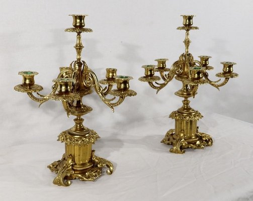 Paire De Bougeoirs Anciens En Bronze Massif – Occasion