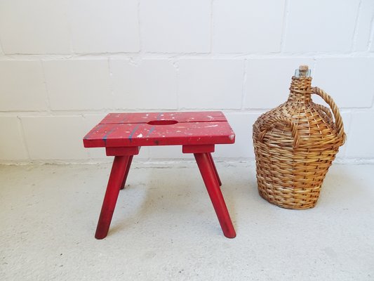 Red wooden stool discount