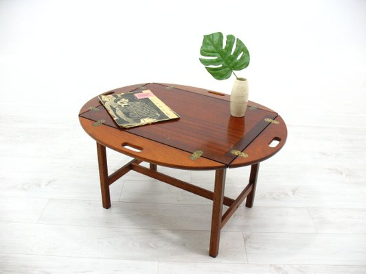 Georgian Mahogany Oval Butlers Tray on Stand or Coffee Table for