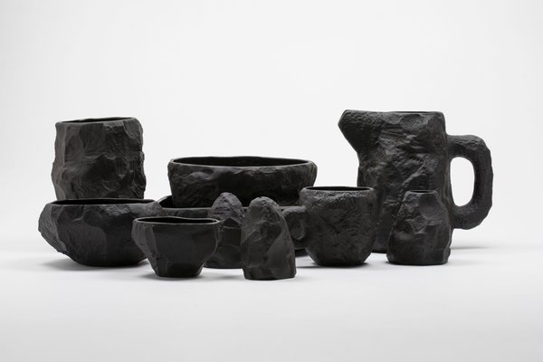 Salt Pepper in Black Basalt from the Crockery Series by Max Lamb