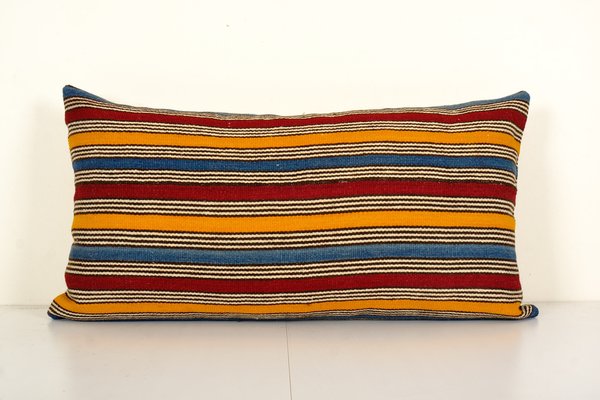 Vintage Turkish Striped Kilim Wool Pillow Cover for sale at Pamono