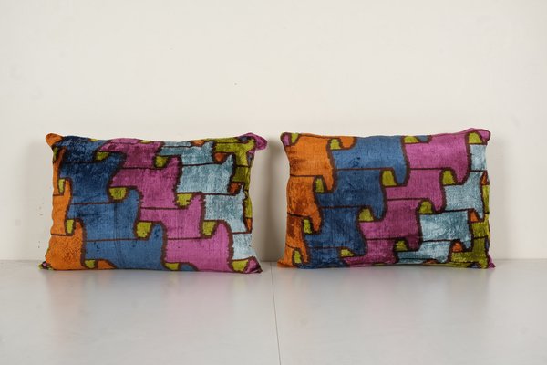 Set Of 4 Purple And Pink Ikat Design Lumbar Pillow Covers Set Of 4 Purple And Pink Ikat Design Lumbar Pillow Covers