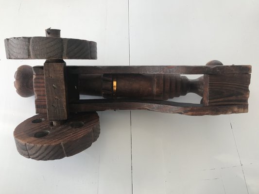 Jouet Ancien En Bois : Canon D’artillerie De 50 Cm Fonctionnel