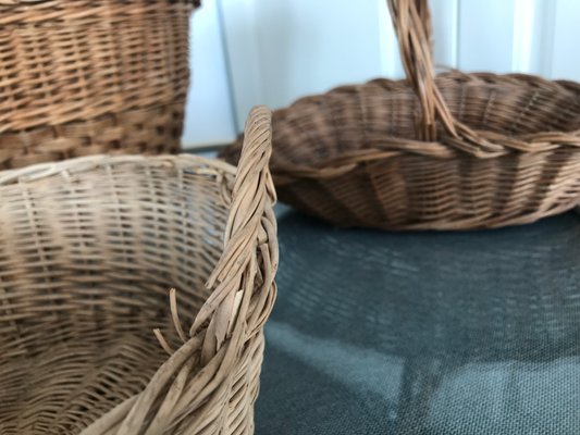 Set Di 5 Cestini In Vimini Rotondi, Naturali, Per Frutta E Cesti Regalo, Diametro 25 Cm