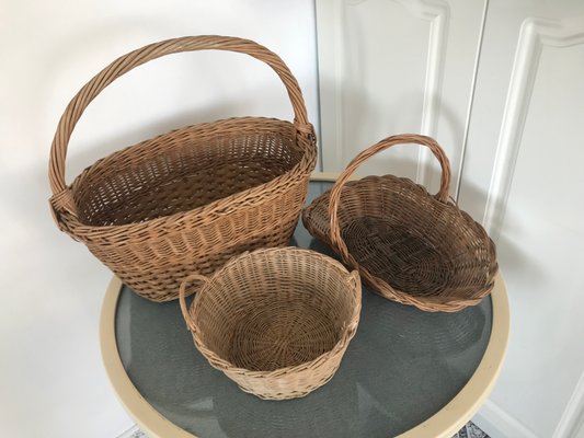 Set Di 5 Cestini In Vimini Rotondi, Naturali, Per Frutta E Cesti Regalo, Diametro 25 Cm
