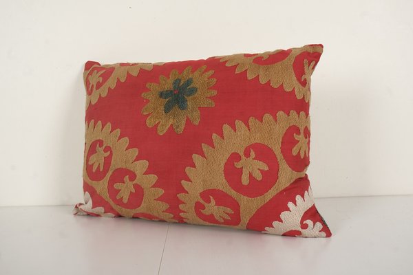 Cotton Silk Suzani Embroidery Hand Made Beige Pillow Cover/Cushion Cover India 