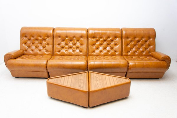 Vintage Modular Leatherette Living Room Set 1970s Set of 6 for sale at Pamono