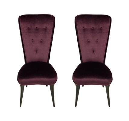 Italian Purple Side Chairs In Mohair, Plum Velvet Dining Chairs Uk