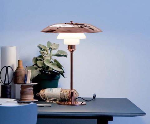Mid Century Modern Scandinavian Copper, Louis Poulsen Ph 2 1 Table Lamp Limited Edition