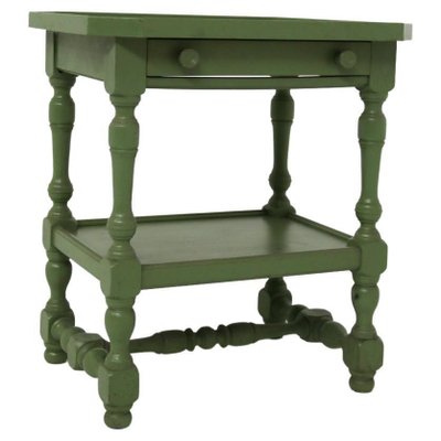 Vintage Side Table in Green Lacquered Wood