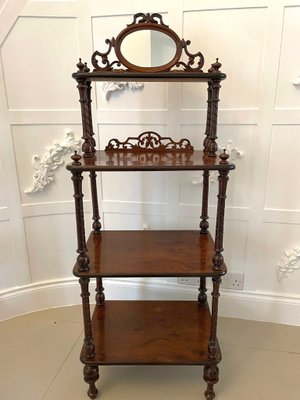 Antique Victorian Burr Walnut Whatnot Shelf