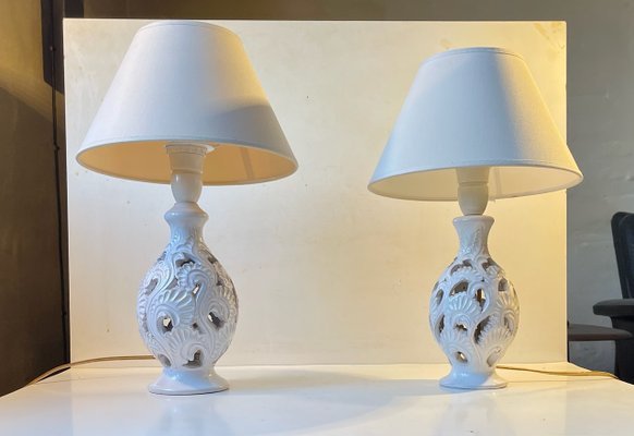 White Ceramic Table Lamps By Hans, White Ceramic Table Lamp Set Of 2