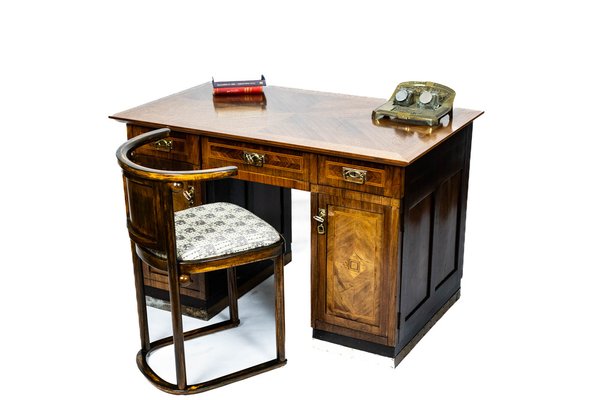 Art Nouveau Wood Desk For At Pamono, Old Wooden Desk Cabinet