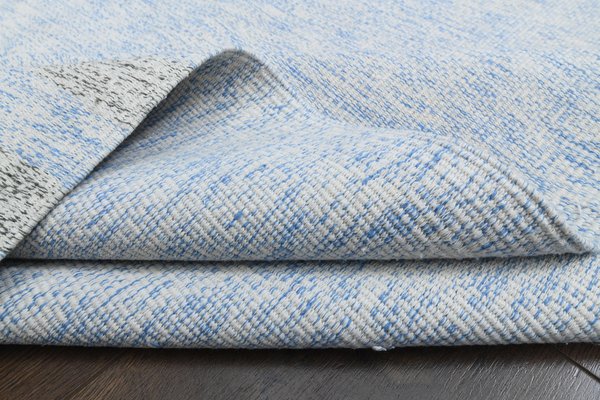 Turkish Kilim Oushak Area Rug Handmade in Ice Blue Wool for sale 