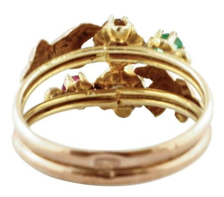 Gioielli Anelli Anelli con pietre multiple Inglese 9K oro rosa anello di fidanzamento opale verde smeraldo & colorato stile vittoriano Scroll Design anello Eternity Made in England-personalizzabile 