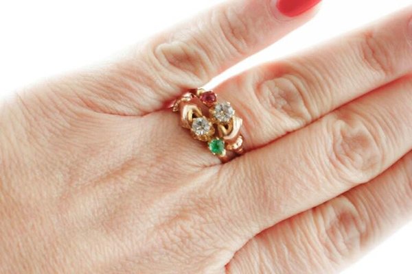 Rose gold clearance ring red stone